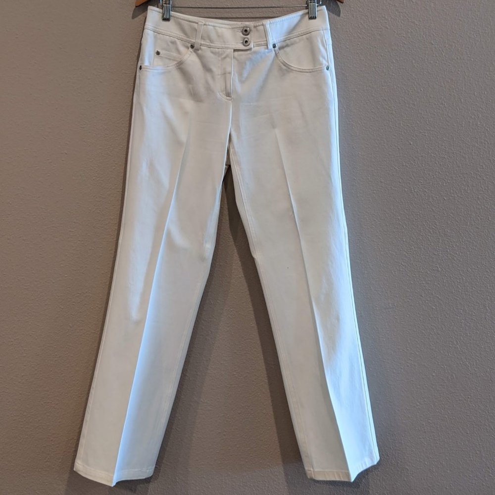 EUC - Womyn White Hutton Wide-Leg Pants